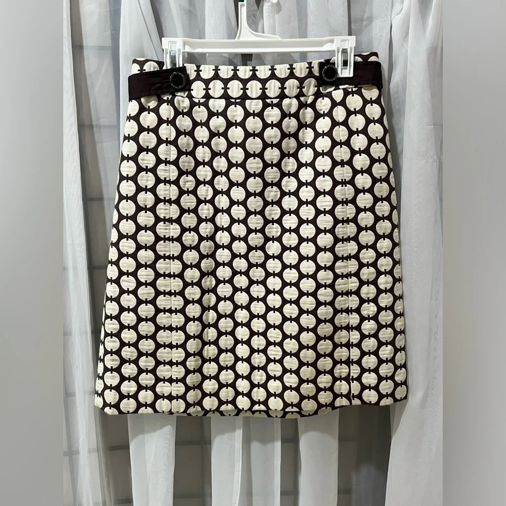 Tory Burch Black and Cream Polka Dot Pencil Skirt
